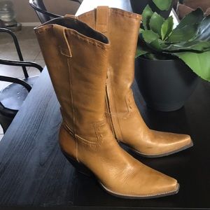 BCBGirls tan super soft leather cowboy boots